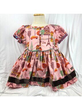 Matilda Jane Bon Vivant Secret Fields Paris Eiffel Cars Peasant Top Pink Girl 6